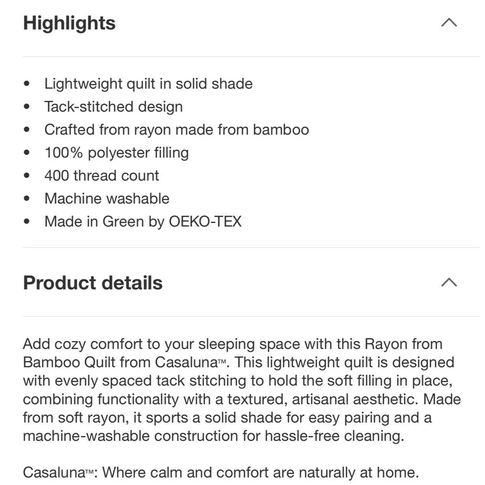 Full/Queen Rayon from Bamboo Quilt Light Adobe Clay - Casaluna NEW